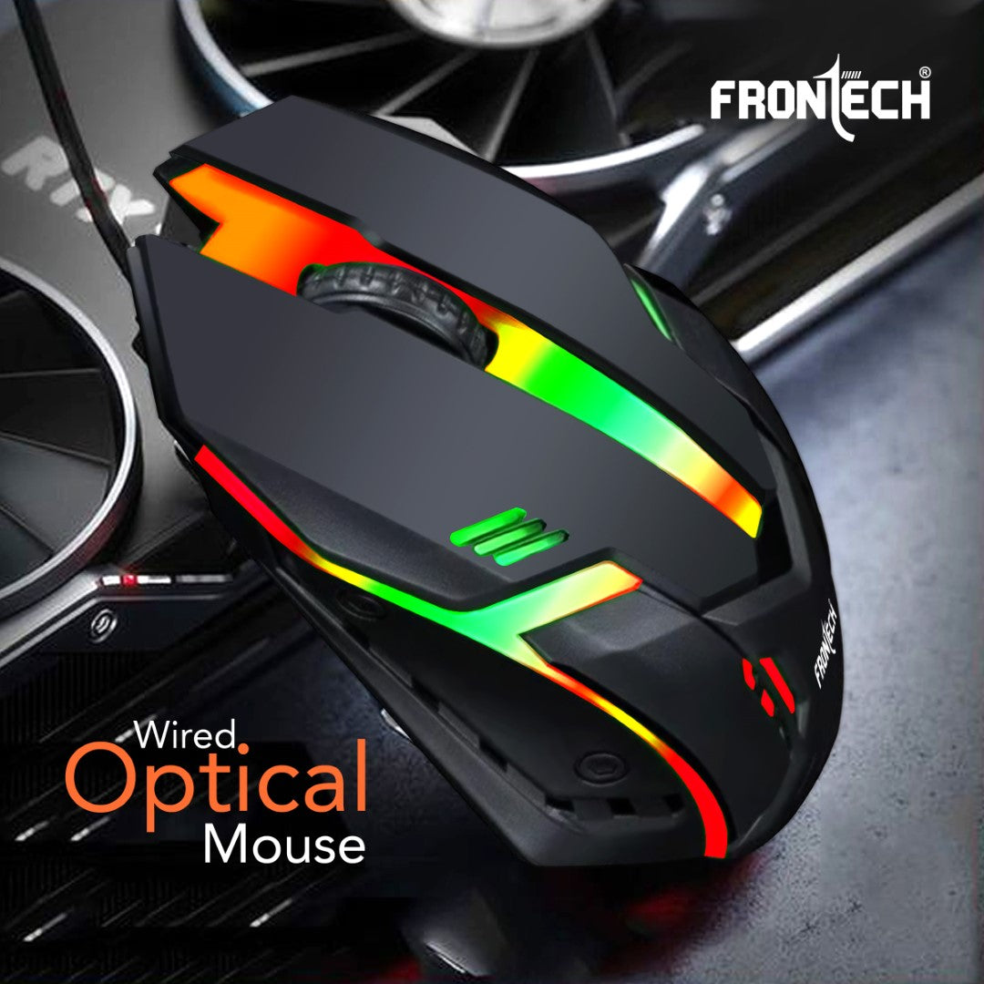 Frontech Wired USB Optical Mouse | RGB Light | 1200 DPI | Compact Grip | Plug & Play (MS-0070) Frontech Wired USB Optical Mouse | RGB Light | 1200 DPI | Compact Grip | Plug & Play (MS-0070)